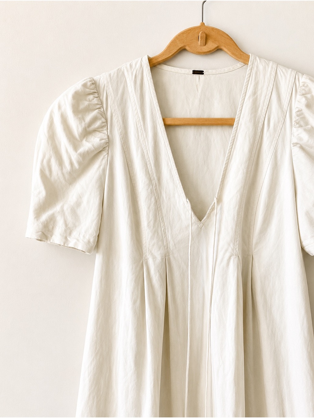 Free People Ivory Puff Sleeve Babydoll Tunic Dress XS Boho Cottagecore - Picture 2 of 5